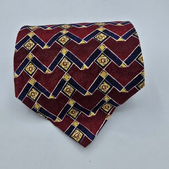 Vintage Smith Forester Red Yellow Blue 100% Silk Men’s NeckTie 58 X 4 Inches - Picture 1 of 6